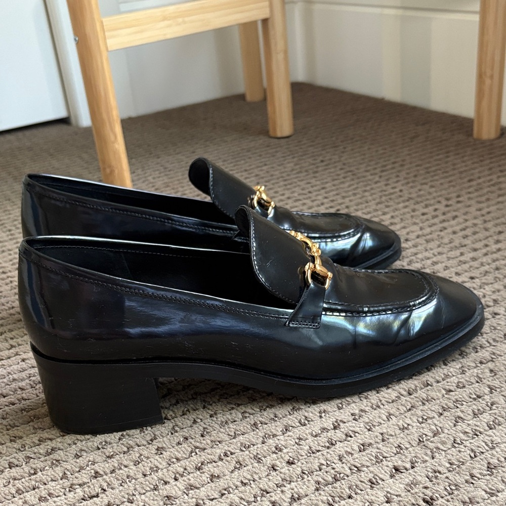 Jeffrey Campbell Black Loafers with Gold Horsebit